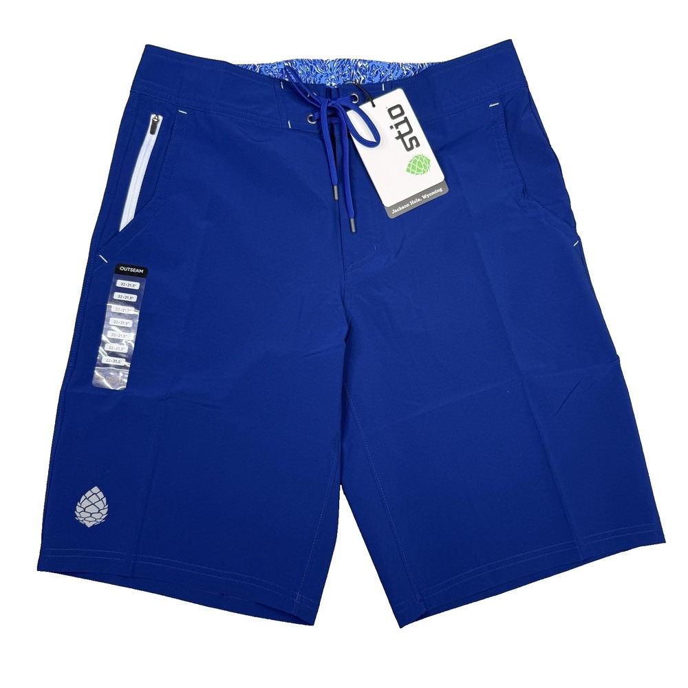 Stio CFS Board Short Mens 32 Cobalt 21.5" Swim Surf Stretch Quick Dry UPF New